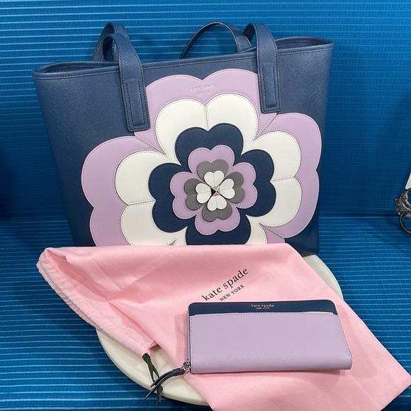 kate spade “Reiley Flower” Tote w/Matching Continental Wallet - NWT - Picture 17 of 17